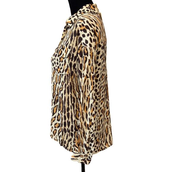 NEW SEE U SOON Leopard Print Button Down Long Sleeve Shirt Size XS - Picture 3 of 6